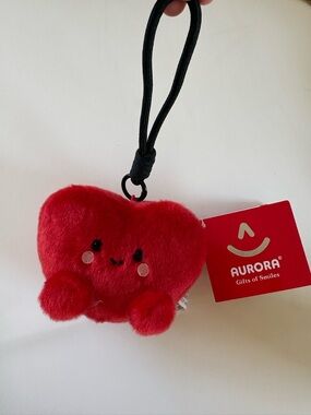 Cute Plush Sun Keychain Bag Charm Red Heart Kawaii Aesthetic Gift